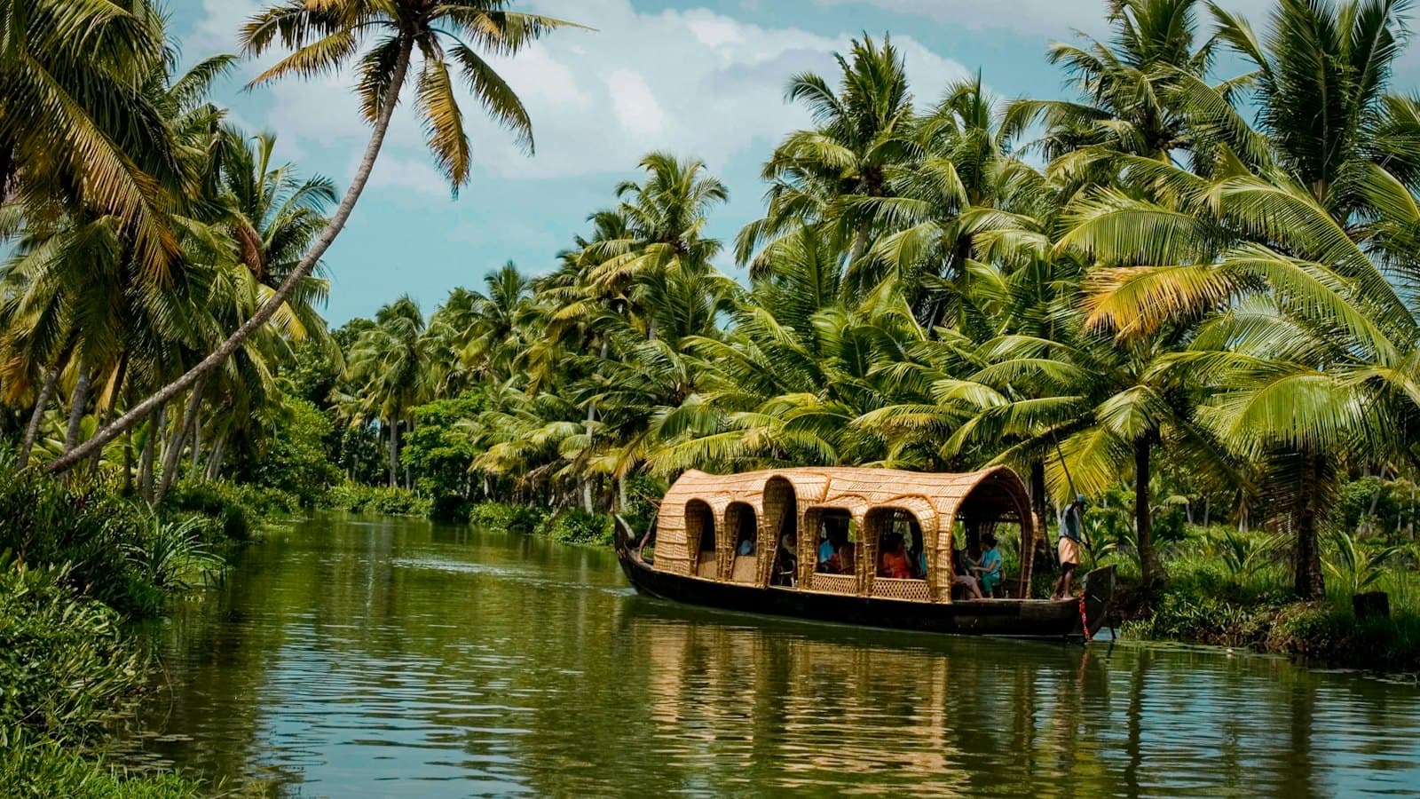 A traditional houseboat on the Kerala backwaters